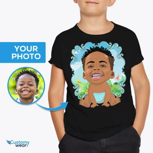 Custom Funny Baby Caricature Shirt for Boys – Personalized Youth Tee Axtra - ALL vector shirts - male www.customywear.com