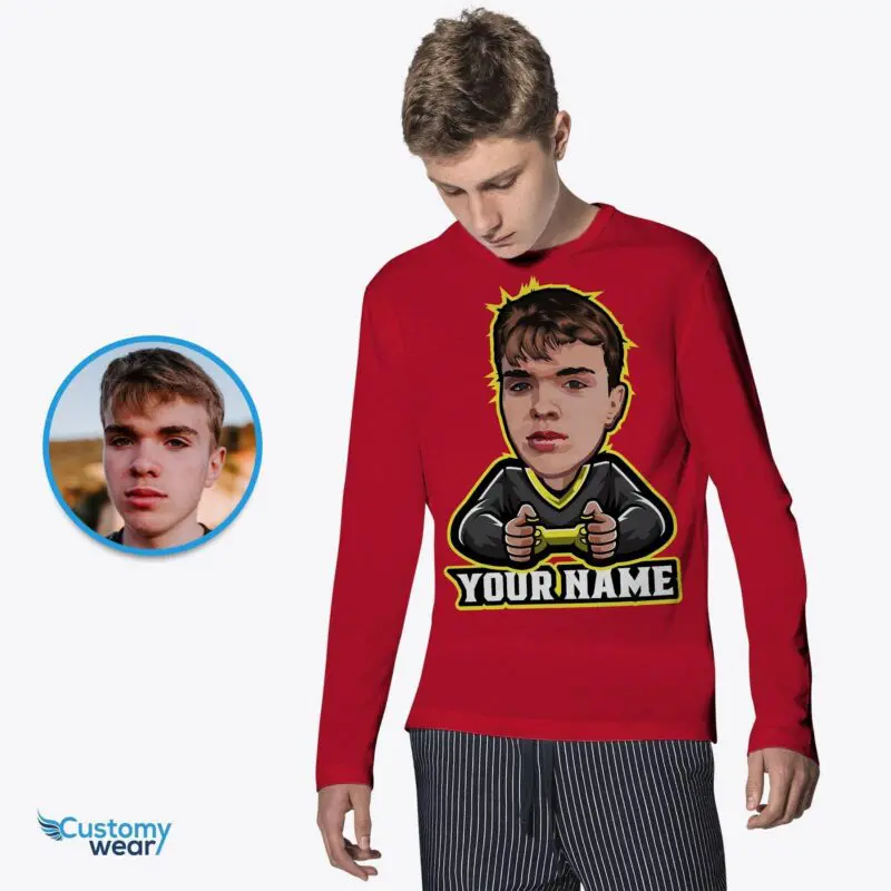 Personalized Gamer Portrait T-Shirt – Custom Photo Tee Design Axtra - ALL vector shirts - male www.customywear.com