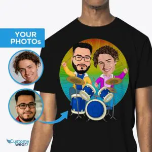 Personalized Gay Drummer Couple T-Shirt – Custom Music Lovers Tee Drummer T-shirts www.customywear.com