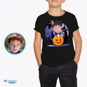 Custom Kitty Boy Pumpkin T-Shirt | Personalized Cat Costume Tee for Boys Axtra - ALL vector shirts - male www.customywear.com