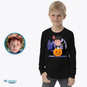 Custom Kitty Boy Pumpkin T-Shirt | Personalized Cat Costume Tee for Boys Axtra - ALL vector shirts - male www.customywear.com