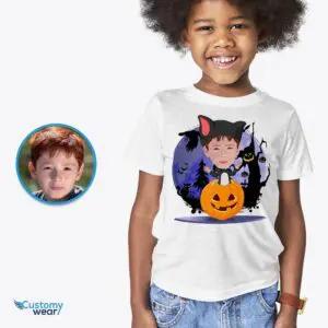 Custom Kitty Boy Pumpkin T-Shirt | Personalized Cat Costume Tee for Boys Axtra - ALL vector shirts - male www.customywear.com