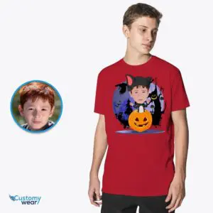 Custom Kitty Boy Pumpkin T-Shirt | Personalized Cat Costume Tee for Boys Axtra - ALL vector shirts - male www.customywear.com