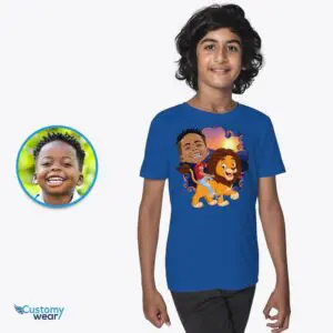 Custom Lion Riding Boy Shirt | Personalized Jungle King Adventure Tee Animal Lovers www.customywear.com