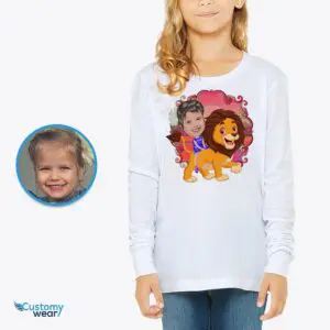 Custom Lion Riding Girl Shirt | Personalized Wild Animal Kids Tee Animal Lovers www.customywear.com