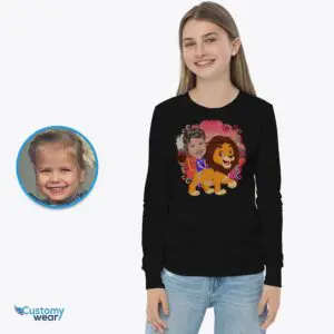 Custom Lion Riding Girl Shirt | Personalized Wild Animal Kids Tee Animal Lovers www.customywear.com