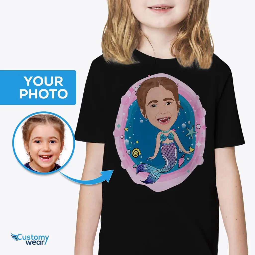 Personalized Mermaid Girl Youth T-Shirt | Custom Underwater Adventure Tee Custom arts - Mermaid www.customywear.com