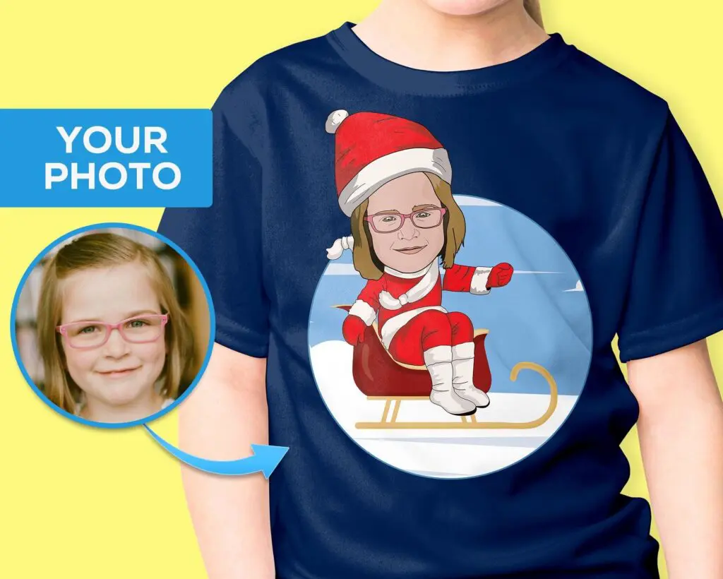 Personalized Merry Christmas Youth T-Shirt | Custom Santa Claus Snowboarding Tee Adult shirts www.customywear.com