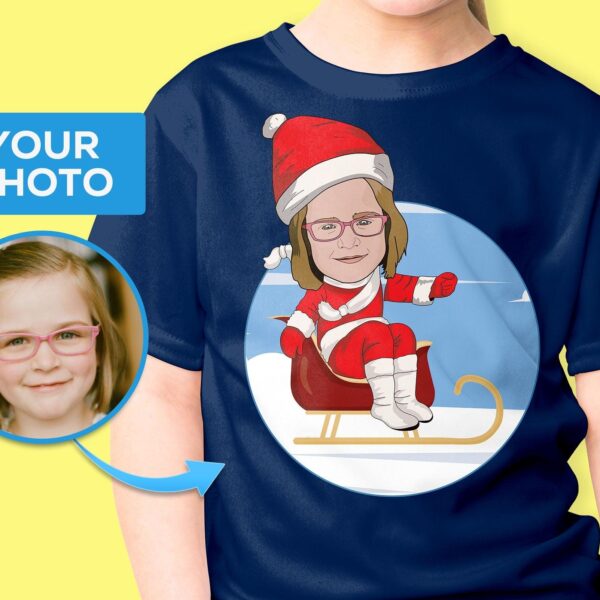 Personalized Merry Christmas Youth T-Shirt | Custom Santa Claus Snowboarding Tee Adult shirts www.customywear.com