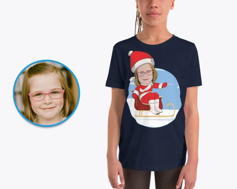 Personalized Merry Christmas Youth T-Shirt | Custom Santa Claus Snowboarding Tee Adult shirts www.customywear.com