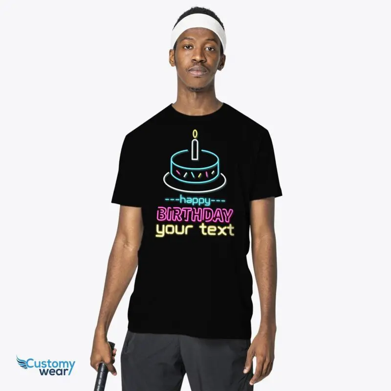 Custom Neon Sign Birthday Name Shirt | Personalized LED Style Tee Adult shirts www.customywear.com