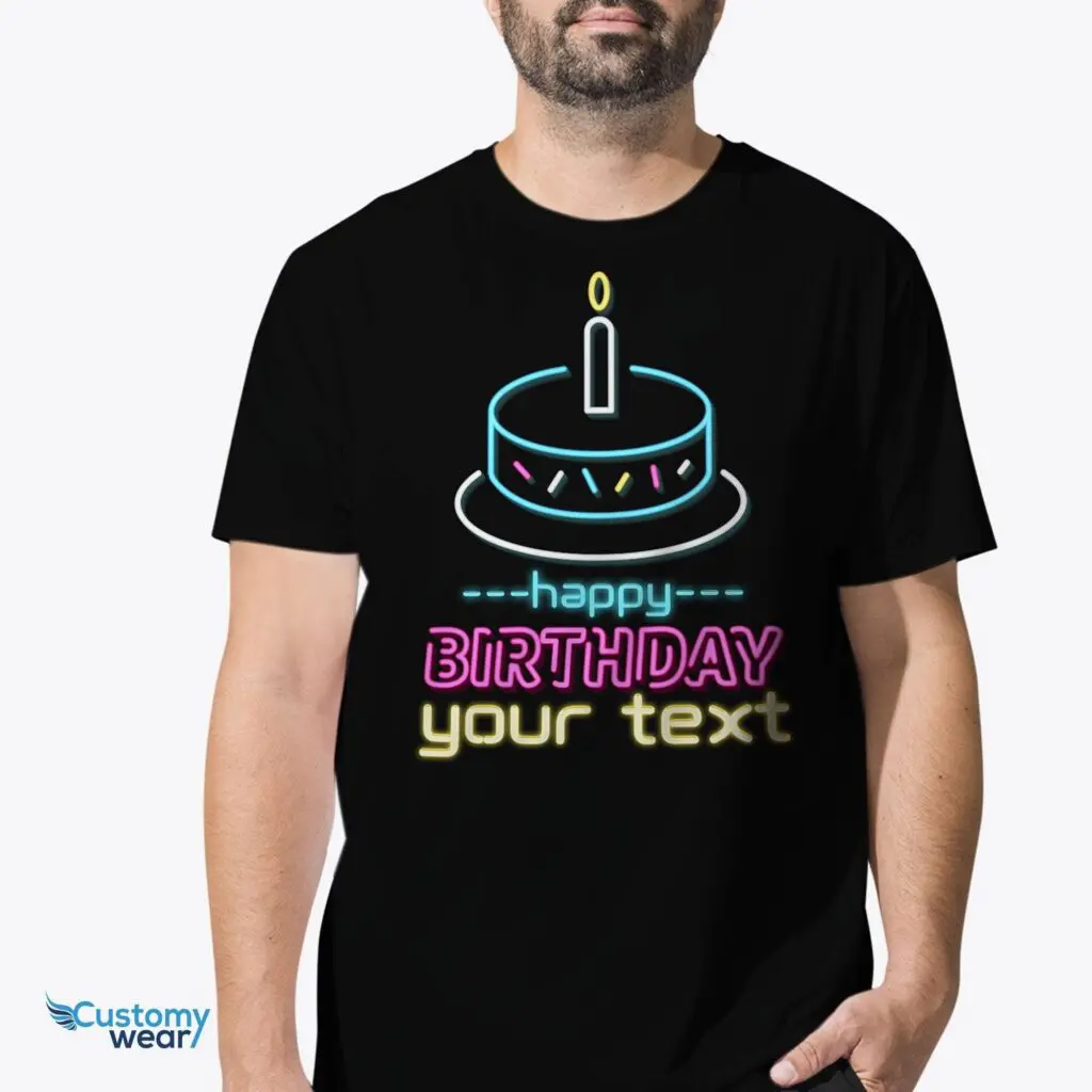 Custom Neon Sign Birthday Name Shirt | Personalized LED Style Tee Adult shirts www.customywear.com