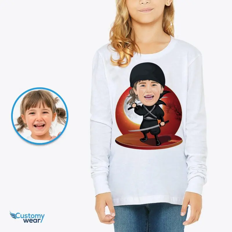 Custom Ninja Girl Katana Shirt | Personalized Youth Tee | Inspirational Gift Axtra - ALL vector shirts - male www.customywear.com