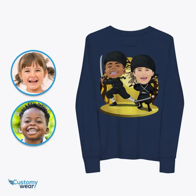 Custom Ninja Siblings Shirt | Personalized Youth Tee | Ninja Kids Gifts Axtra - ALL vector shirts - male www.customywear.com