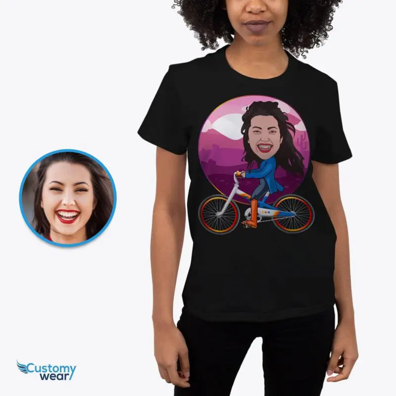 Custom Bicycle Caricature Gifts | Personalized Cycling T-Shirt Adult shirts www.customywear.com