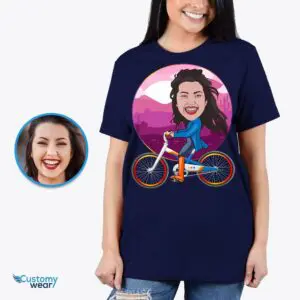 Custom Bicycle Caricature Gifts | Personalized Cycling T-Shirt Adult shirts www.customywear.com