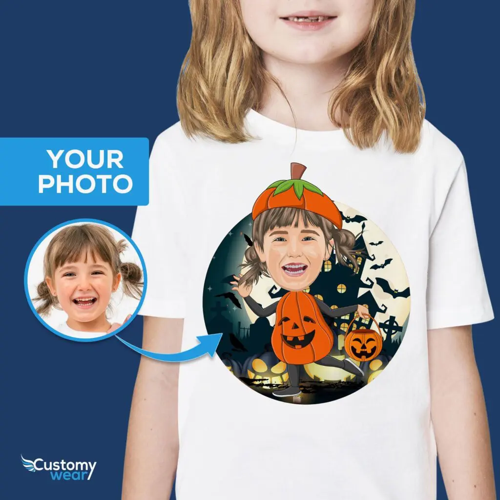 Personalized Pumpkin T-Shirt for Girls – Custom Halloween Costume Tee Axtra - ALL vector shirts - male www.customywear.com