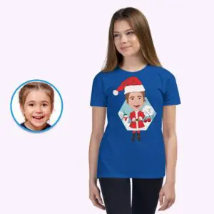 Experience Christmas Magic with Our Custom Santa Claus Youth Girl Shirt Christmas art T-shirts www.customywear.com