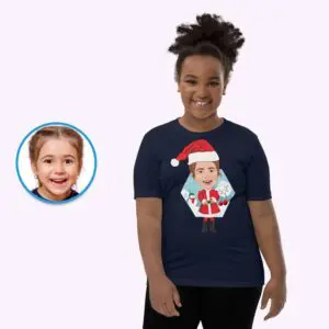 Experience Christmas Magic with Our Custom Santa Claus Youth Girl Shirt Christmas art T-shirts www.customywear.com