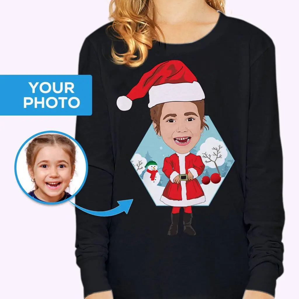 Experience Christmas Magic with Our Custom Santa Claus Youth Girl Shirt Christmas art T-shirts www.customywear.com