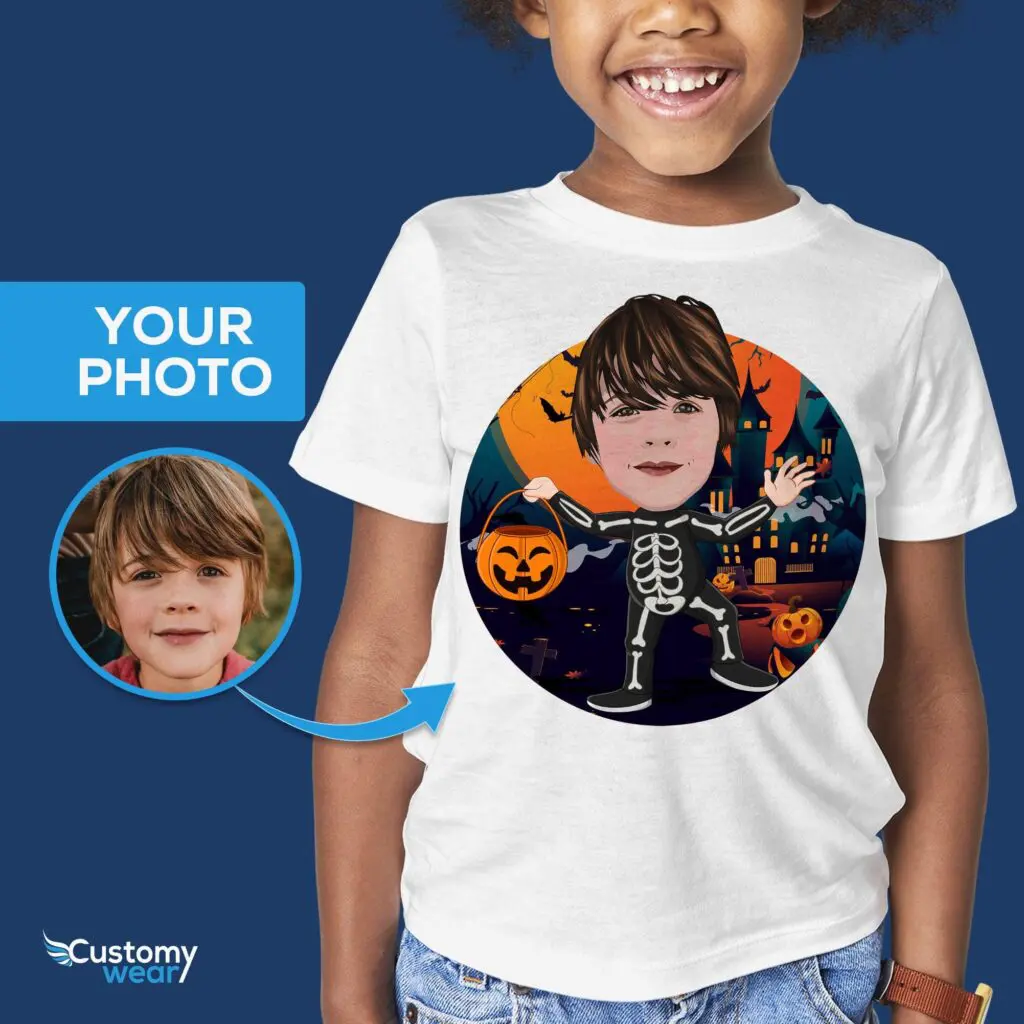 Spooktacular Fun with Our Custom Skeleton T-Shirt for Boys! Axtra - ALL vector shirts - male www.customywear.com