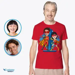 Personalized Superhero Couples Shirt – Unleash Your Super Love! Axtra - ALL vector shirts - male www.customywear.com