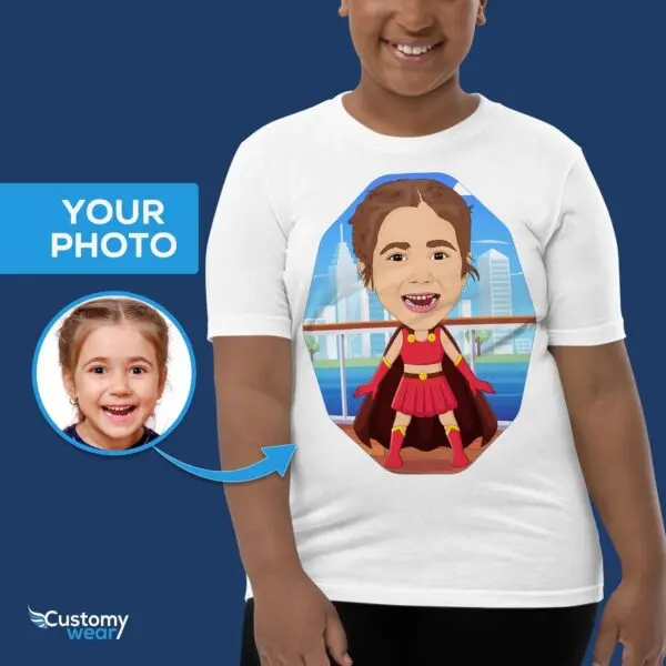 Personalized Superhero Girl Portrait Tee – Unleash Her Inner Hero Axtra – Superhero – women www.customywear.com