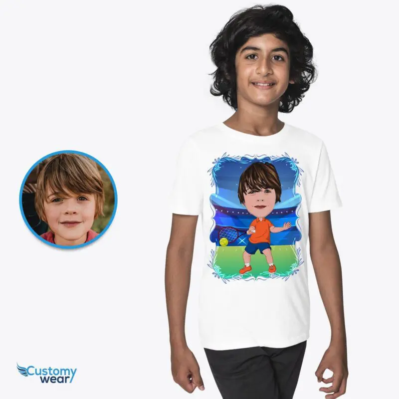 Custom Tennis Player Boy Shirt – Personalized Kids Sports Tee Axtra - ALL vector shirts - male www.customywear.com