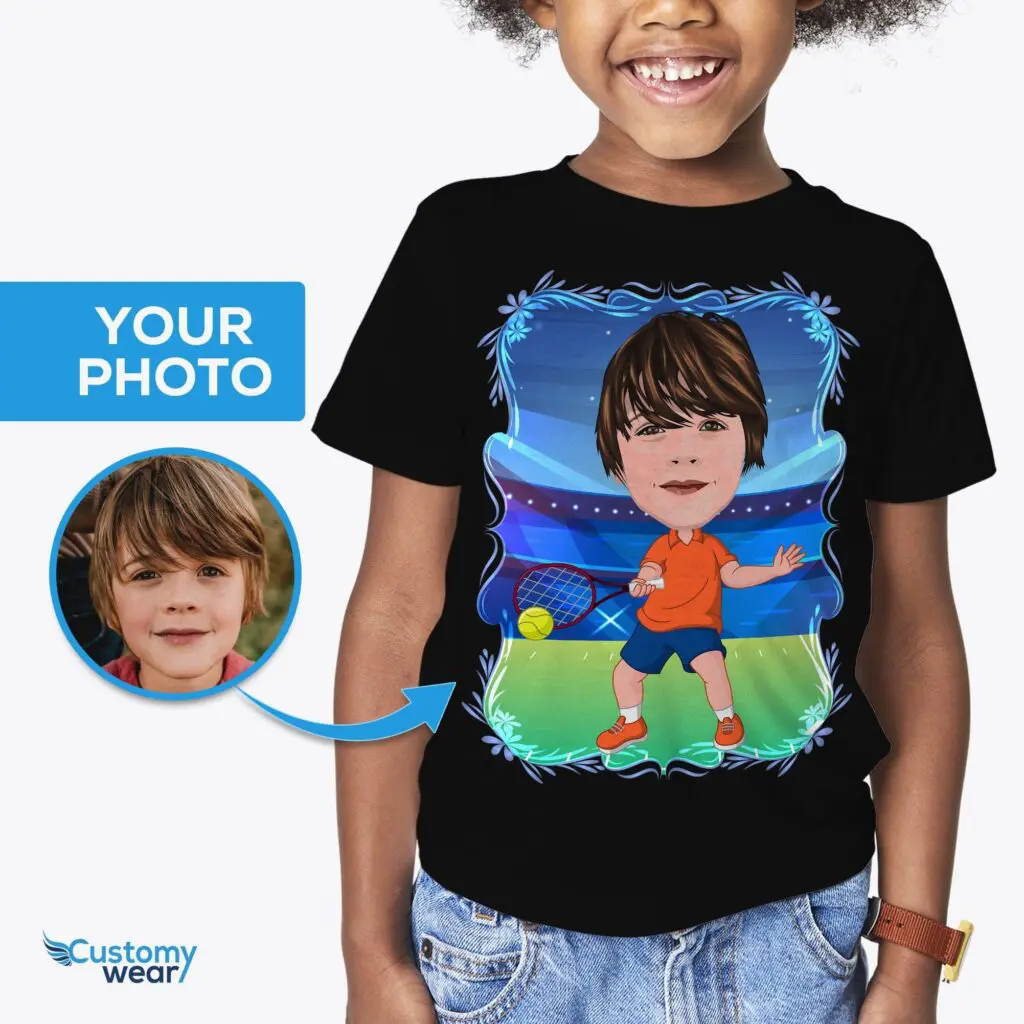 Custom Tennis Player Boy Shirt – Personalized Kids Sports Tee Axtra - ALL vector shirts - male www.customywear.com