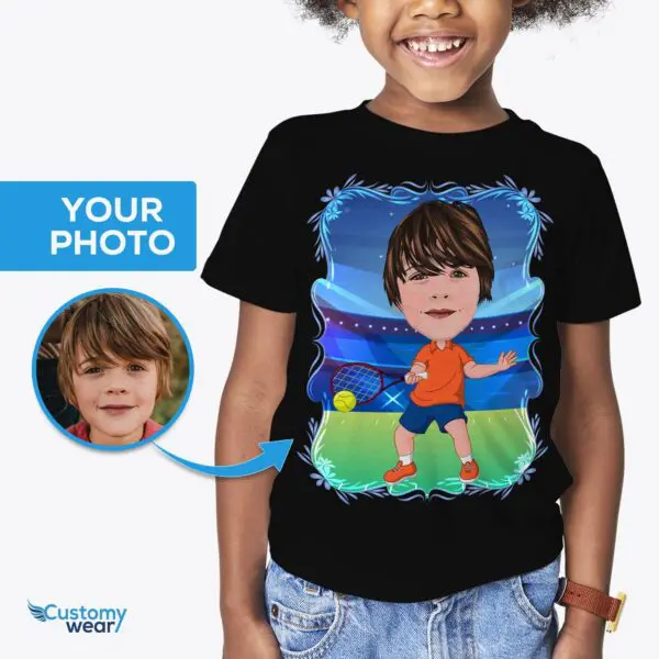 Custom Tennis Player Boy Shirt – Personalized Kids Sports Tee Axtra - ALL vector shirts - male www.customywear.com