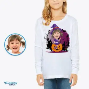 Personalized Witchy Girl Pumpkin T-shirt | Custom Halloween Tee Axtra - ALL vector shirts - male www.customywear.com