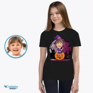 Personalized Witchy Girl Pumpkin T-shirt | Custom Halloween Tee Axtra - ALL vector shirts - male www.customywear.com