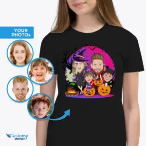 Personalized Witchy Girl Pumpkin T-shirt | Custom Halloween Tee Axtra - ALL vector shirts - male www.customywear.com