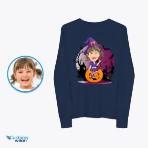 Personalized Witchy Girl Pumpkin T-shirt | Custom Halloween Tee Axtra - ALL vector shirts - male www.customywear.com