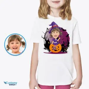 Personalized Witchy Girl Pumpkin T-shirt | Custom Halloween Tee Axtra - ALL vector shirts - male www.customywear.com