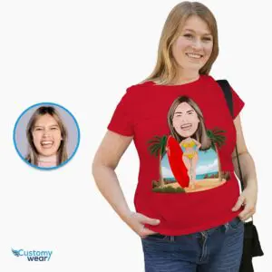 Personalized Woman with Surfboard Shirt | Custom Surf Lover Tee Adult shirts www.customywear.com