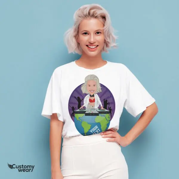 Personalized Women’s DJ Globe T-Shirt | Custom DJ Music Tee Adult shirts www.customywear.com