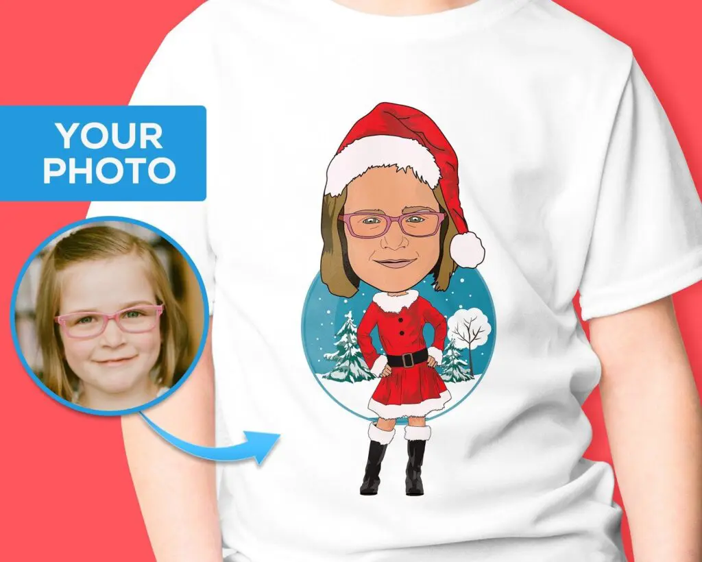 Personalized Youth Christmas Shirt | Custom Santa Claus Tee for Kids Christmas art T-shirts www.customywear.com