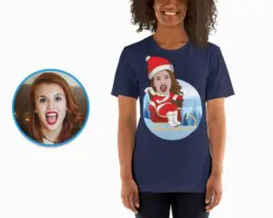 Personalized Christmas T-Shirt | Custom Santa Claus Snowboarding Tee for Women and Girls Adult shirts www.customywear.com