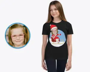 Personalized Christmas T-Shirt | Custom Santa Claus Snowboarding Tee for Women and Girls Adult shirts www.customywear.com