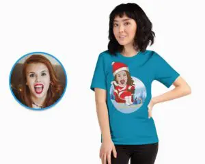 Personalized Christmas T-Shirt | Custom Santa Claus Snowboarding Tee for Women and Girls Adult shirts www.customywear.com