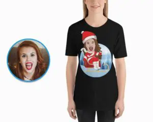 Personalized Christmas T-Shirt | Custom Santa Claus Snowboarding Tee for Women and Girls Adult shirts www.customywear.com