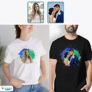 Forever Linked Personalized Custom Photo T-Shirt for Bride and Groom’s Wedding Gift Custom arts - Color Splash www.customywear.com