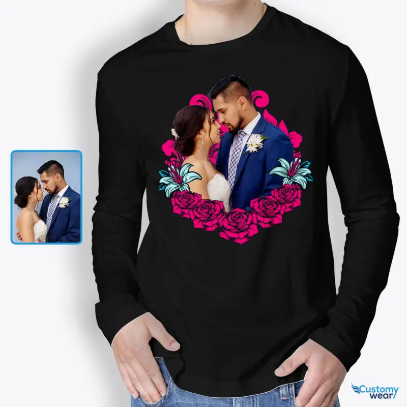 Personalized Floral Art Valentine’s Day T-Shirt for Him – Customizable V-Day Gift Idea Custom arts - Floral Design www.customywear.com