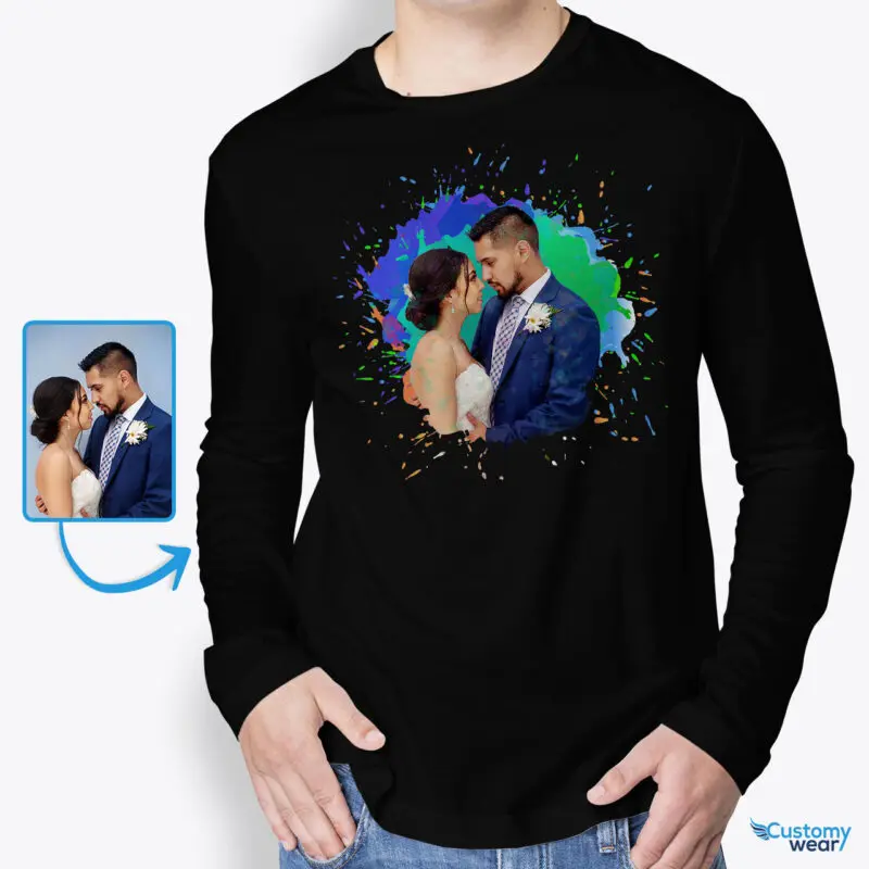 Personalized Custom Photo T-Shirt for Boyfriend’s Wedding – Heartfelt Memories Custom arts - Color Splash www.customywear.com