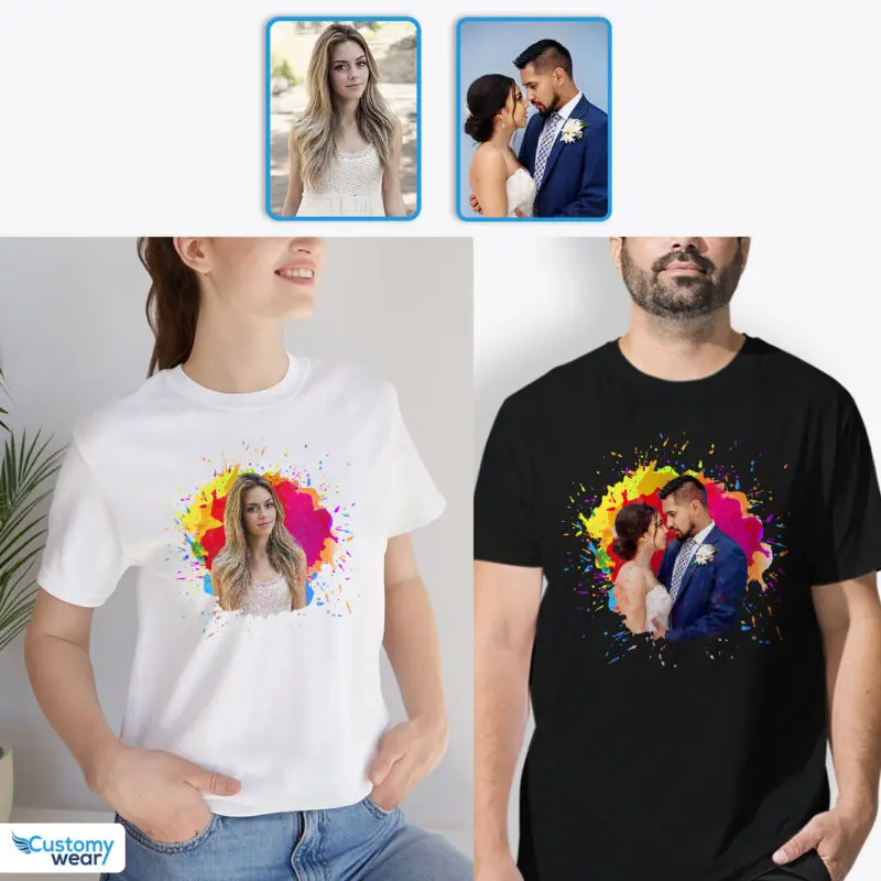 Unique Custom Image T-Shirt for Couples – Personalized Valentine’s Day Gift Custom arts - Color Splash www.customywear.com