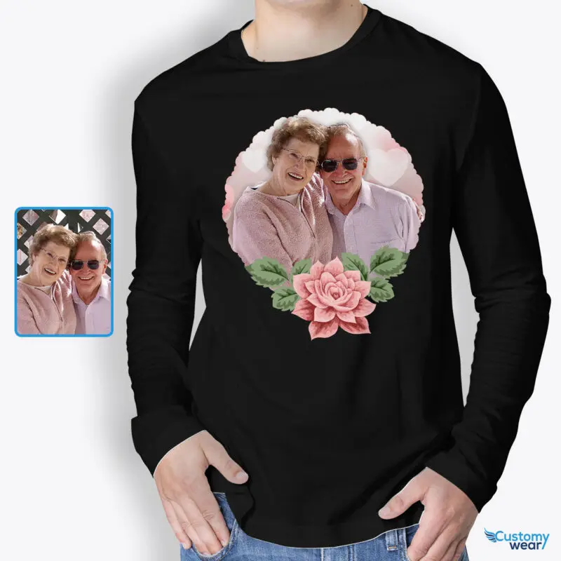 Custom Floral Art Long Sleeve T-Shirt – Personalized Anniversary Gift for Husband Custom arts - Floral Design www.customywear.com
