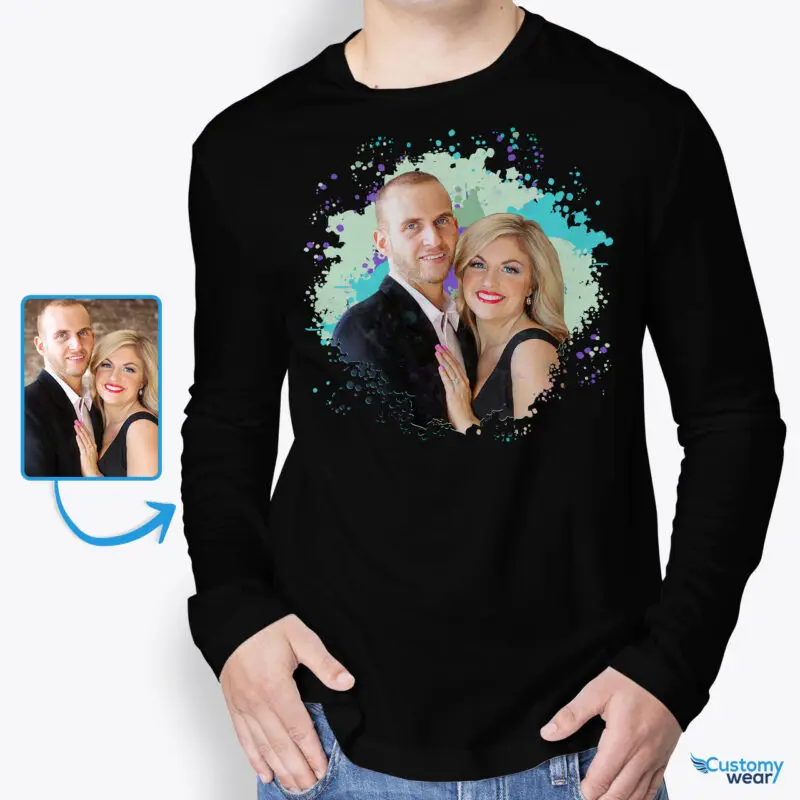 Unique Custom Photo T-Shirt for New Couples | Engagement Special Gifts Custom arts - Color Splash www.customywear.com