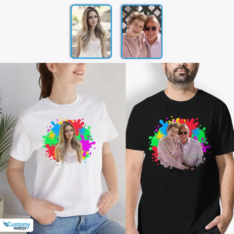Personalized Custom Photo T-Shirt for Grandparents | Best Birthday Gift Ideas Custom arts - Color Splash www.customywear.com