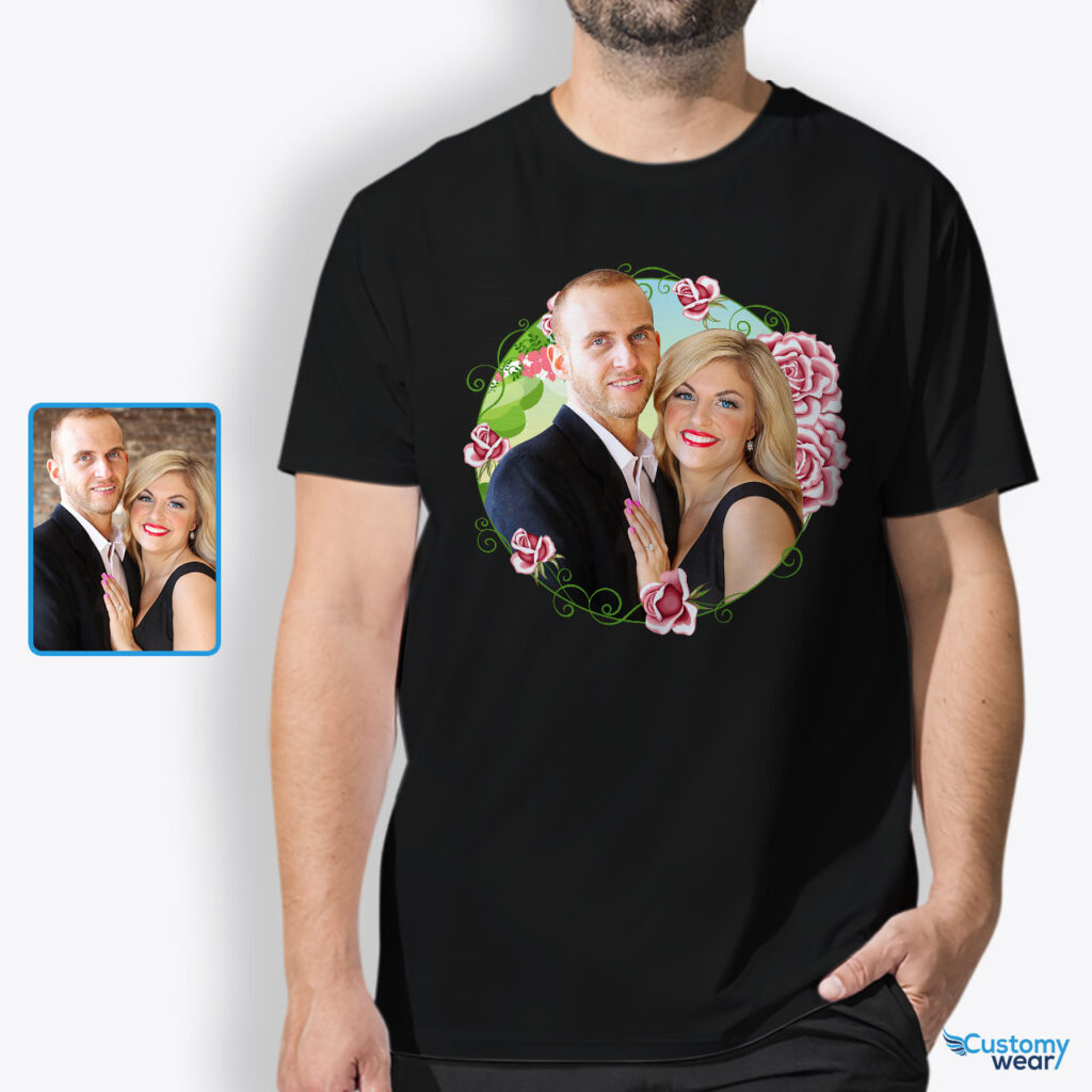 Personalized Floral Photo Tee for Men – Ideal Birthday Present Custom arts - Floral Design www.customywear.com